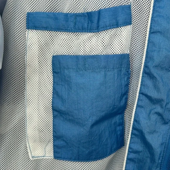 NEYELLE Women’s VintageY2K Windbreaker Blue/White Kangaroo Pocket Zipper Hood XL - Picture 12 of 14